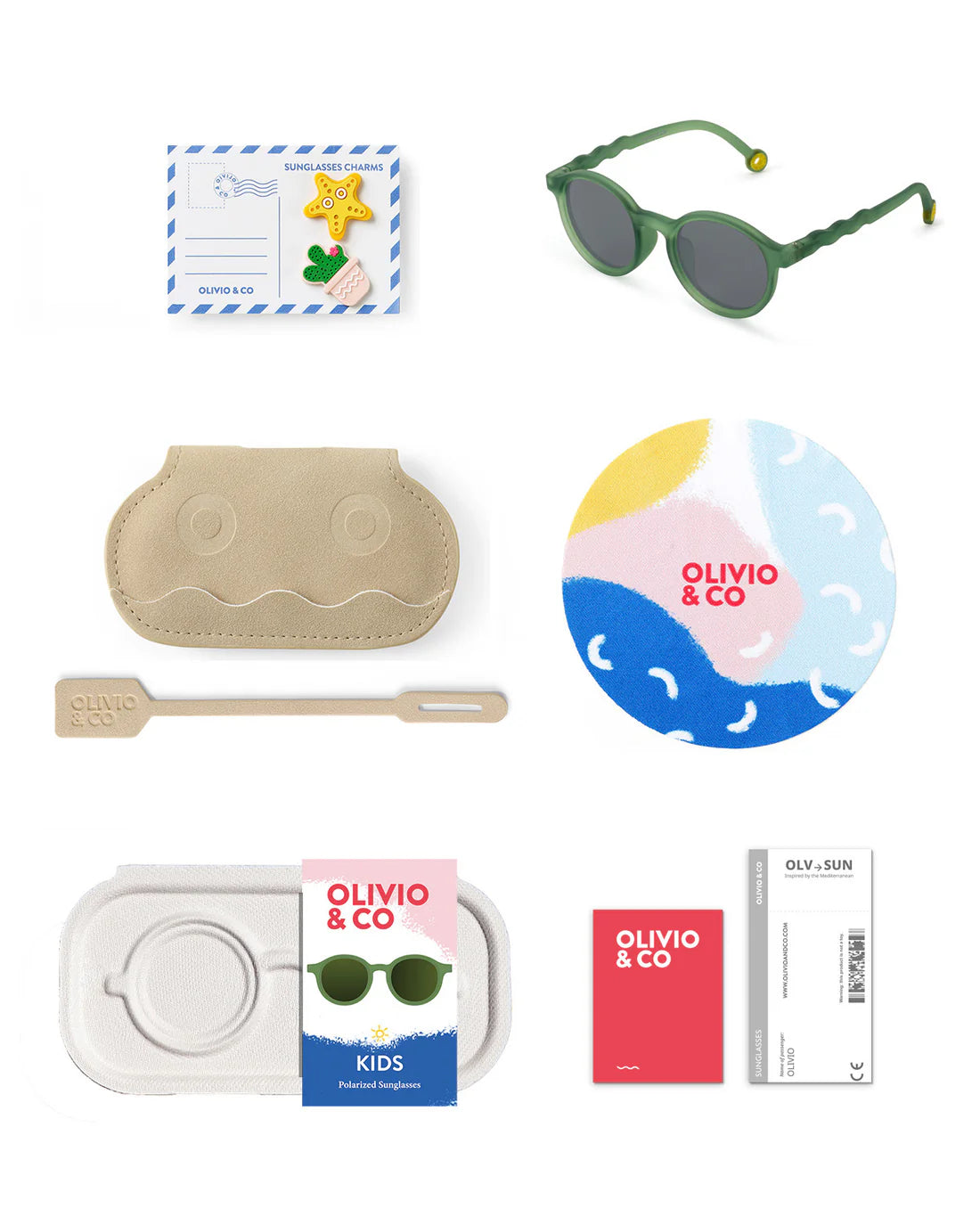 Olivio&Co Kinder Sonnenbrille Oval Olive Green |3–5 Jahre