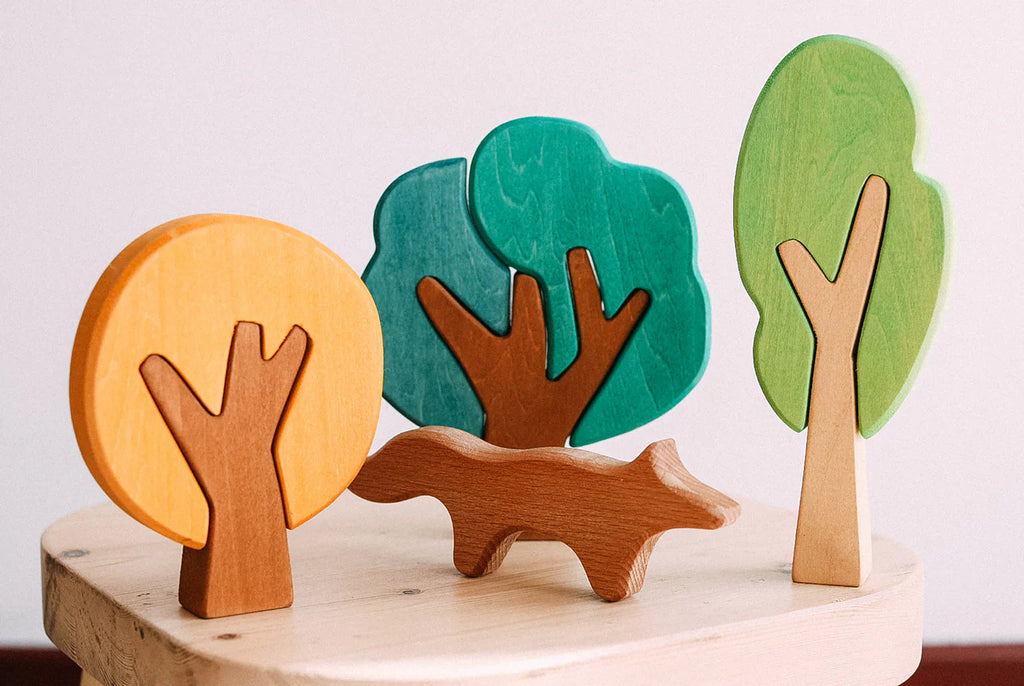 AVDAR Flat Forest Holzbaum-Set – 7 Teile für fantasievolle Waldwelten