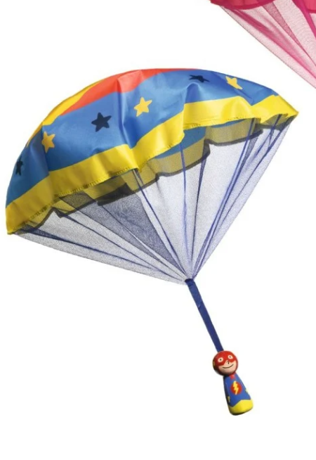 Djeco Flying Heroes Fallschirmspringer – Wurfspiel mit Holzfigur