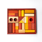 Wooden Story Holzbausteine im roten Holztablett – 30 Teile
