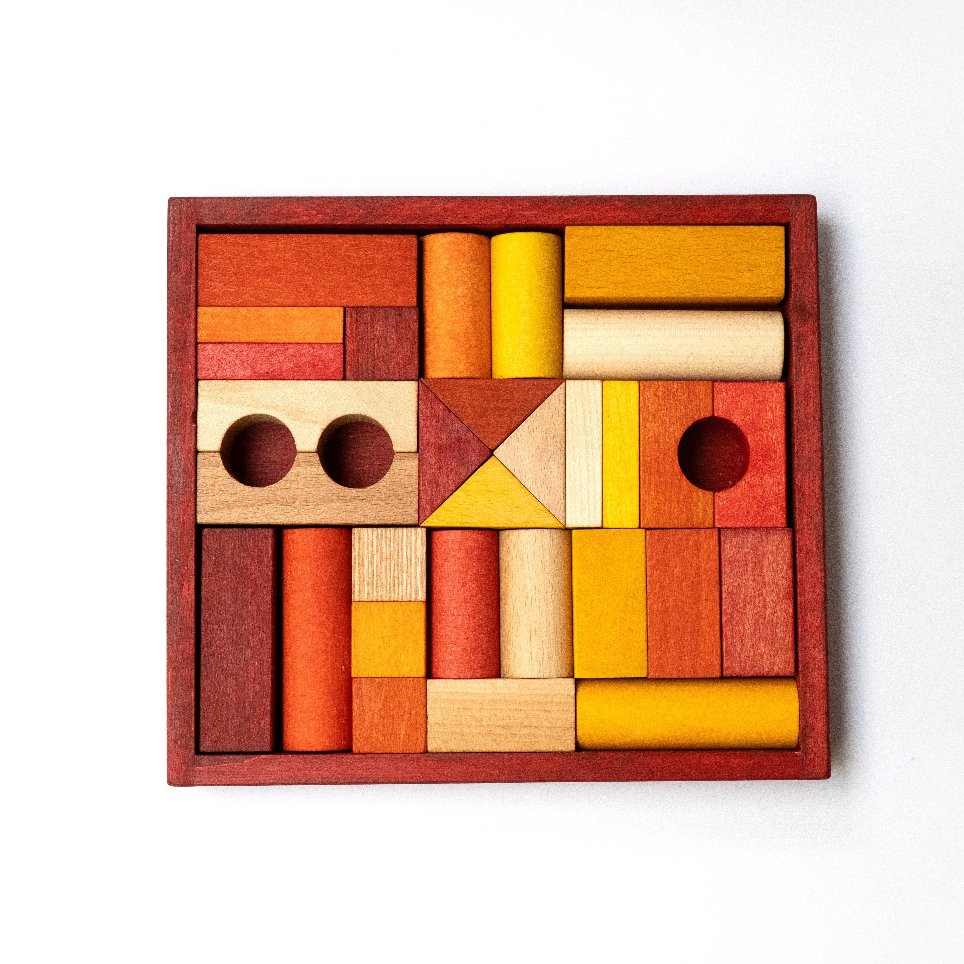 Wooden Story Holzbausteine im roten Holztablett – 30 Teile