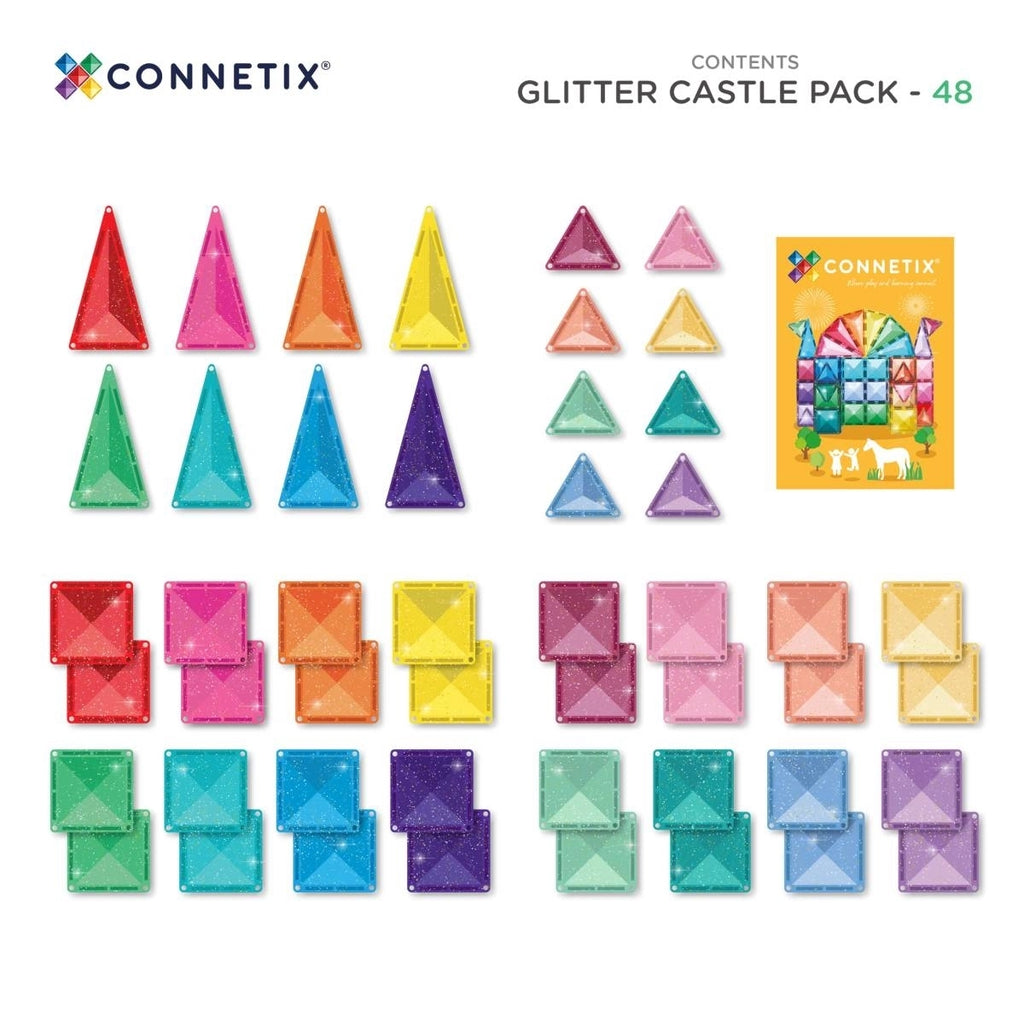 Connetix Glitter Castle Pack 48 Teile – Glitzernde Magnetbausteine