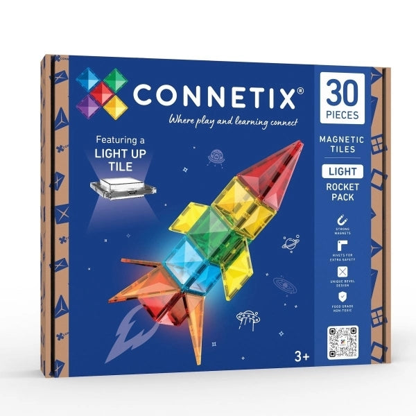 CONNETIX Light Rocket Pack 30 Pieces – Magnetic Tiles with Light-Up Tile
