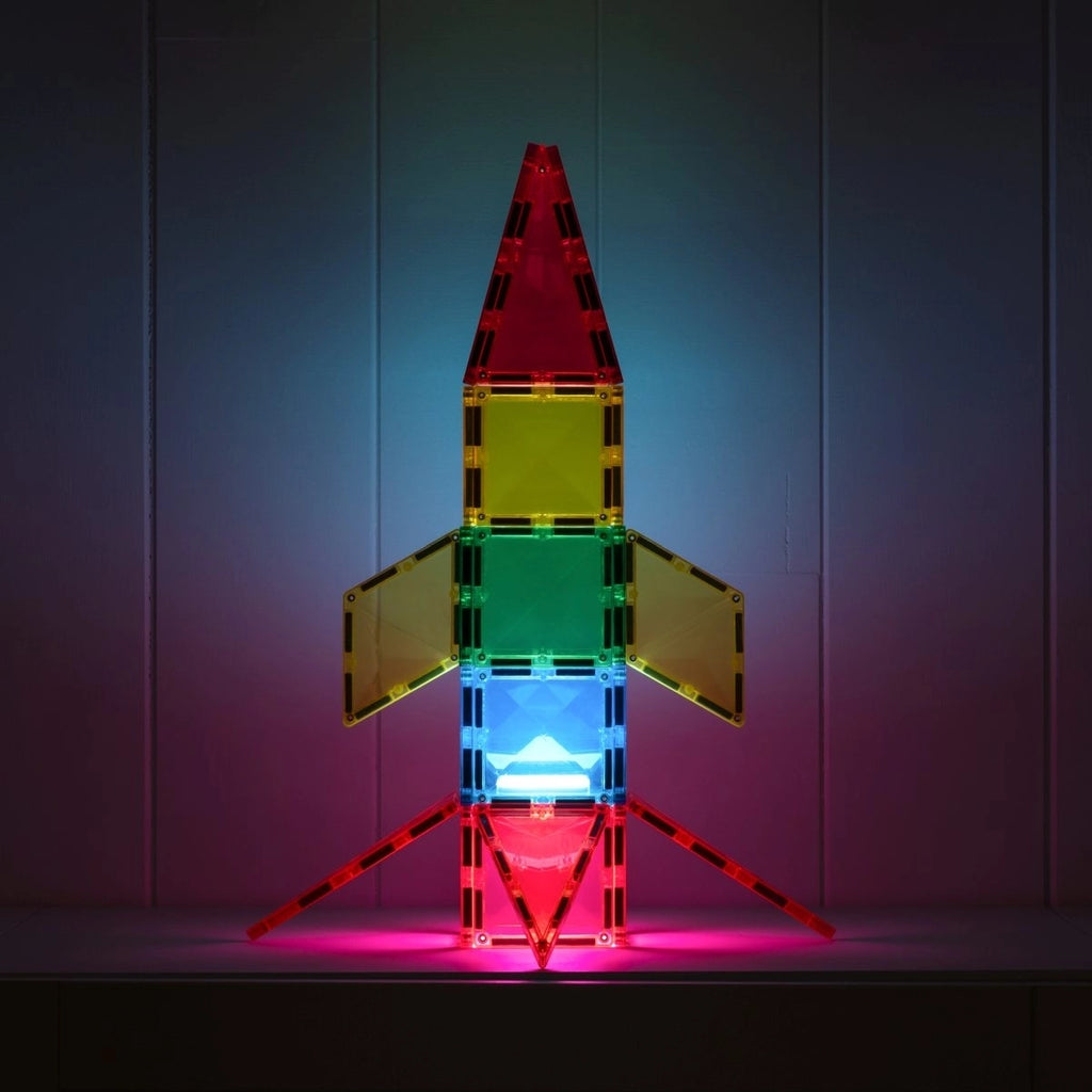 CONNETIX Light Rocket Pack 30 Pieces – Magnetic Tiles with Light-Up Tile