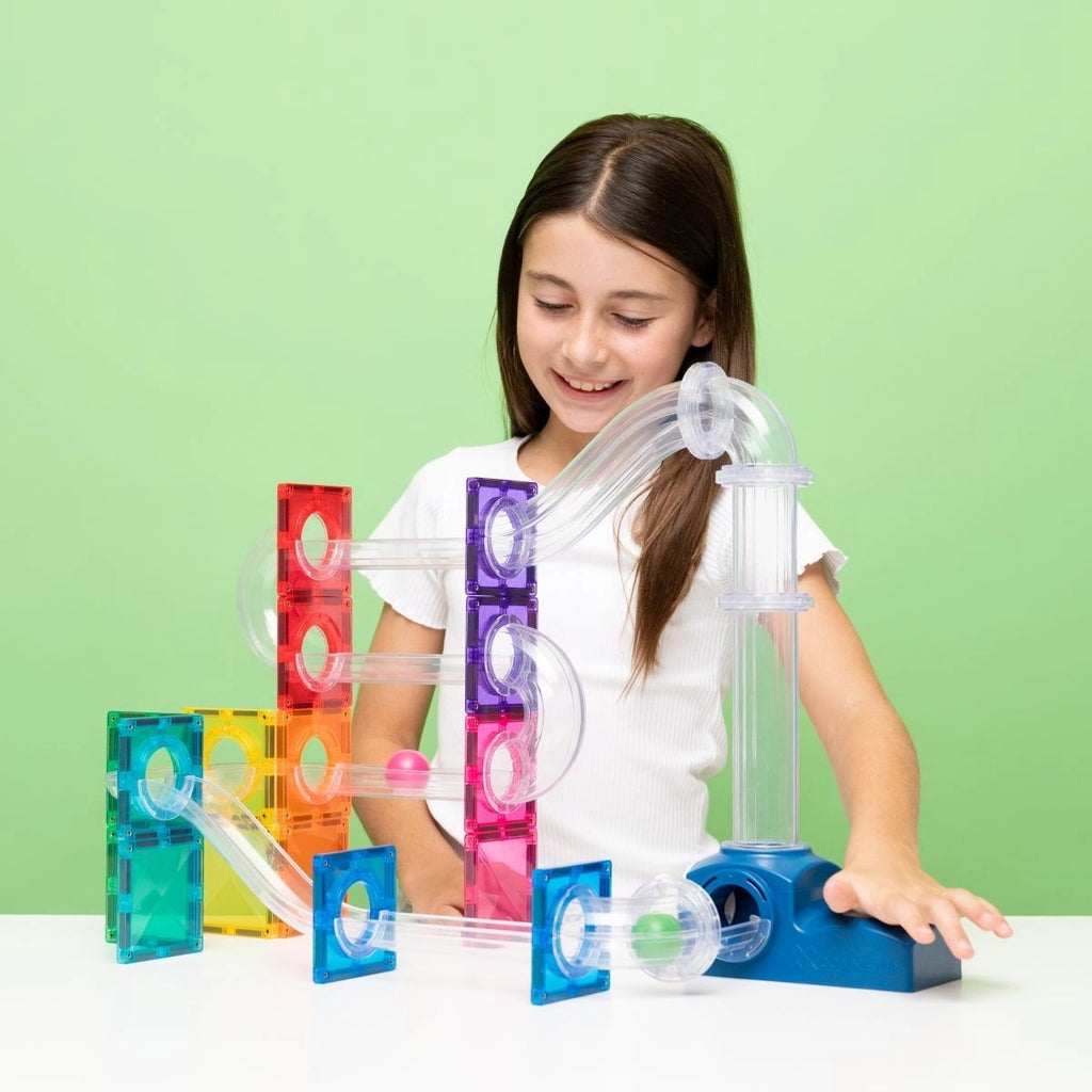 CONNETIX Ball Run Launcher Pack 47 Pieces – Magnetic Tiles with Ball Launcher