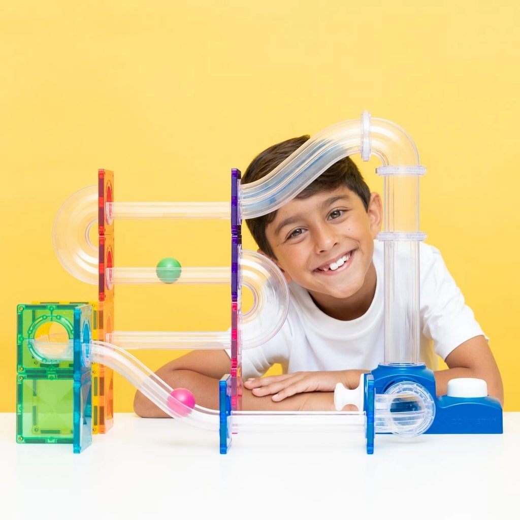 CONNETIX Ball Run Launcher Pack 47 Pieces – Magnetic Tiles with Ball Launcher