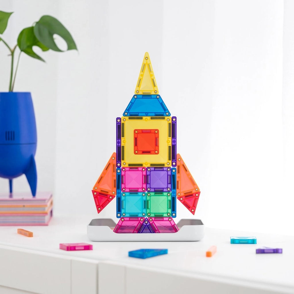 CONNETIX Travel Mini Pack 32 Pieces - Magnetic building blocks for on the go in a practical metal box