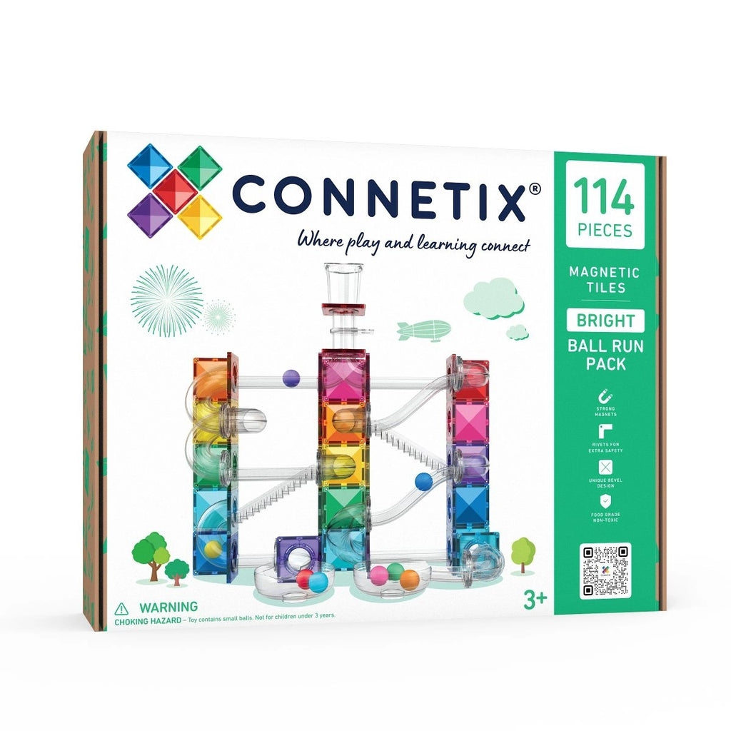 CONNETIX Bright Ball Run Pack 106 Pieces – Magnetic Ball Run in Bright Colors