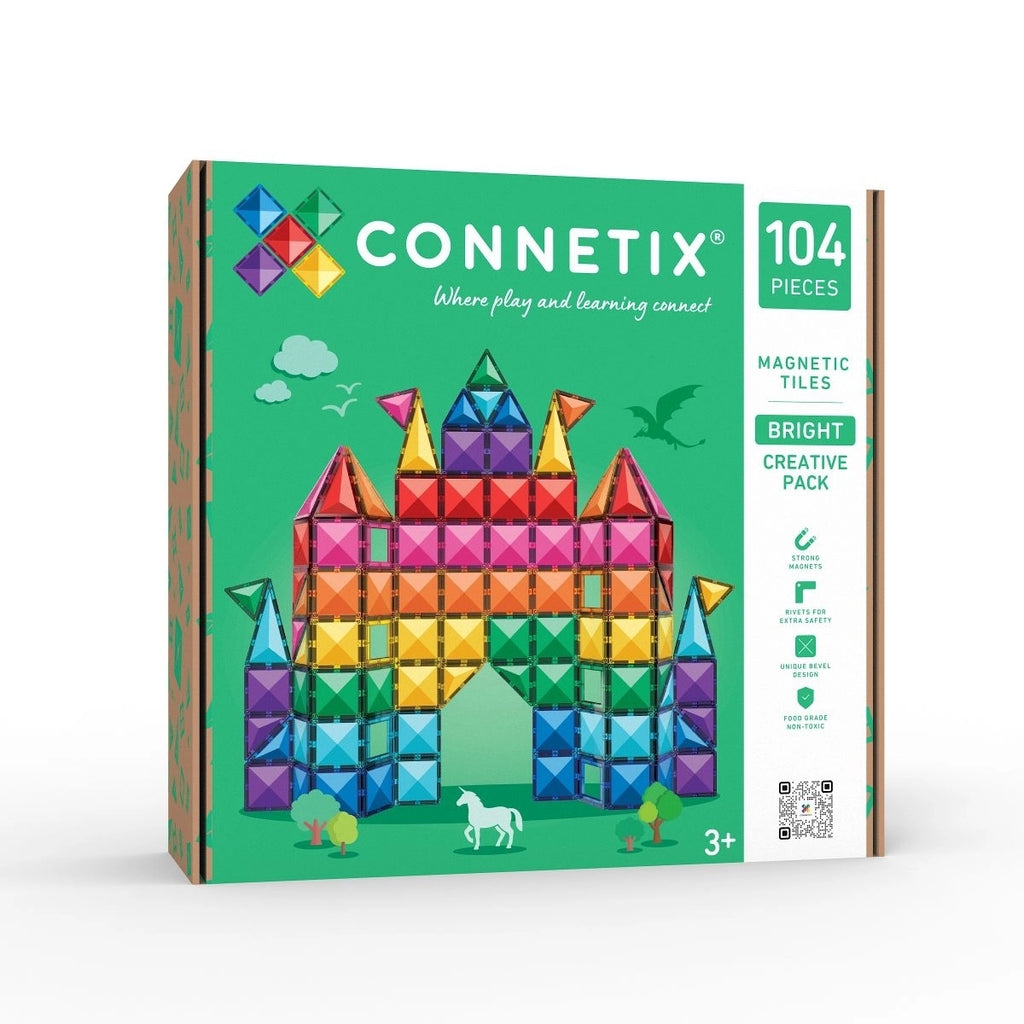 CONNETIX Bright Creative Pack 102 Pieces - Magnetic Tiles in Vibrant Colours