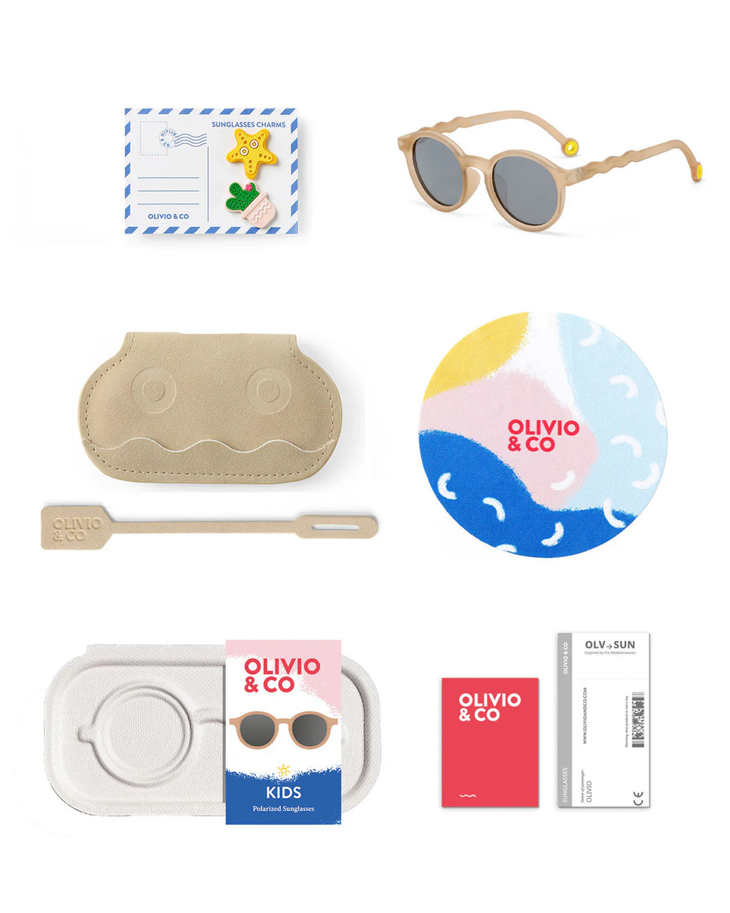 Olivio&Co Kinder Sonnenbrille Oval Sand Beige| 3–5 Jahre
