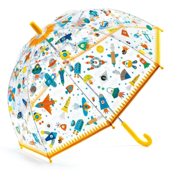 Djeco Kinder Regenschirm Weltall – Transparenter Regenschirm mit Weltraum-Motiv
