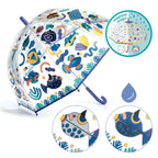 Djeco Kinder Regenschirm Fische – Transparenter Farbwechsel-Regenschirm mit Fischmotiv