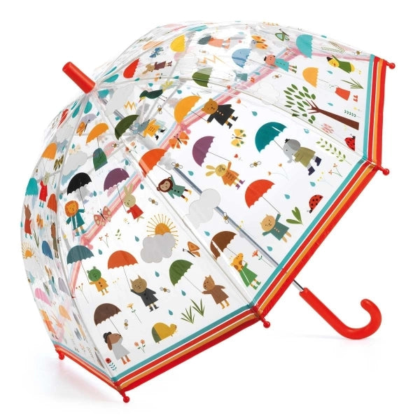 Djeco Kinder Regenschirm Regenschauer – Transparenter Regenschirm mit Regenmotiv