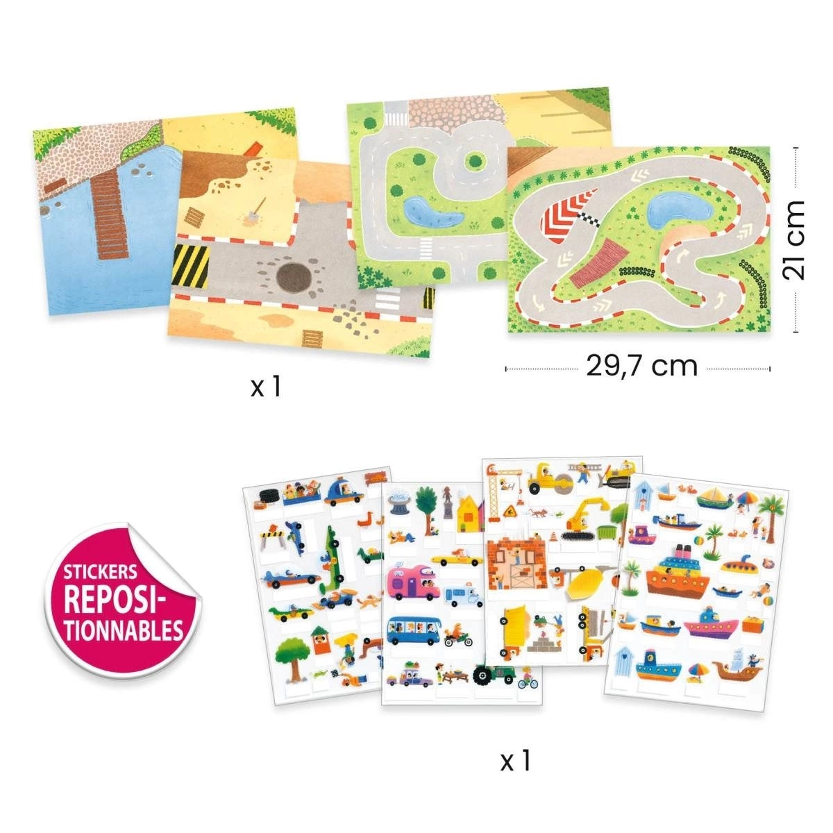 Djeco Sticker zum Aufstellen Fahrzeuge - Wiederverwendbare 3D-Sticker