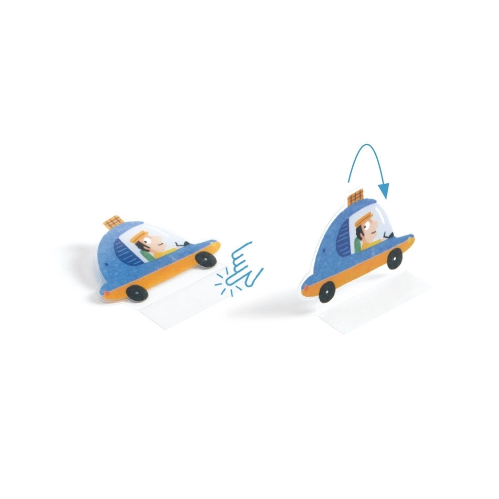 Djeco Sticker zum Aufstellen Fahrzeuge - Wiederverwendbare 3D-Sticker