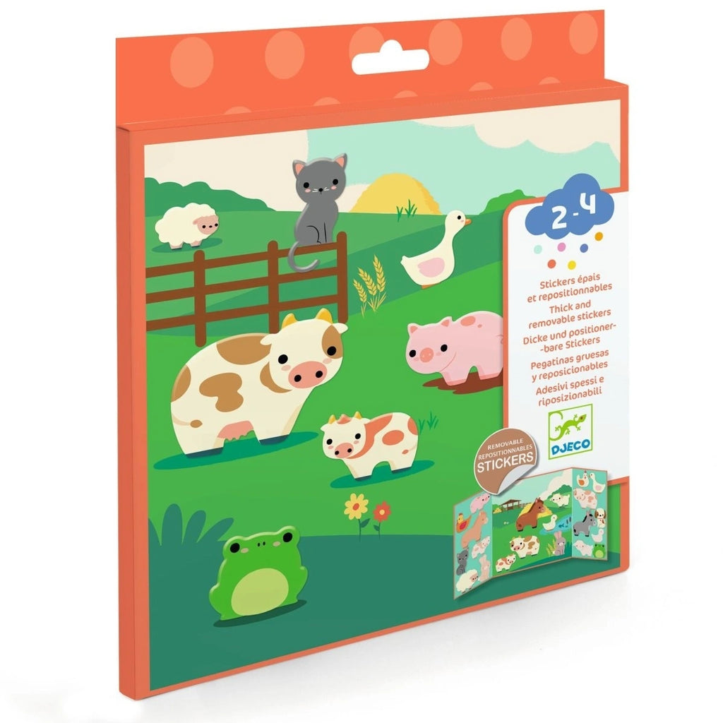 Djeco Sticker Bauernhoftiere – Wiederverwendbare Sticker für Kleinkinder