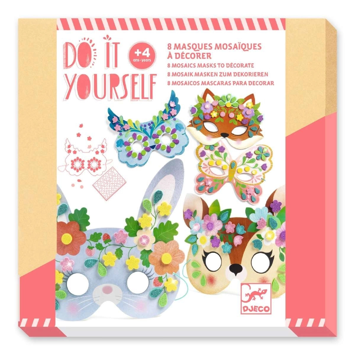 Djeco DIY 8 Masken Tiere – Kreatives Bastelset ab 4 Jahren