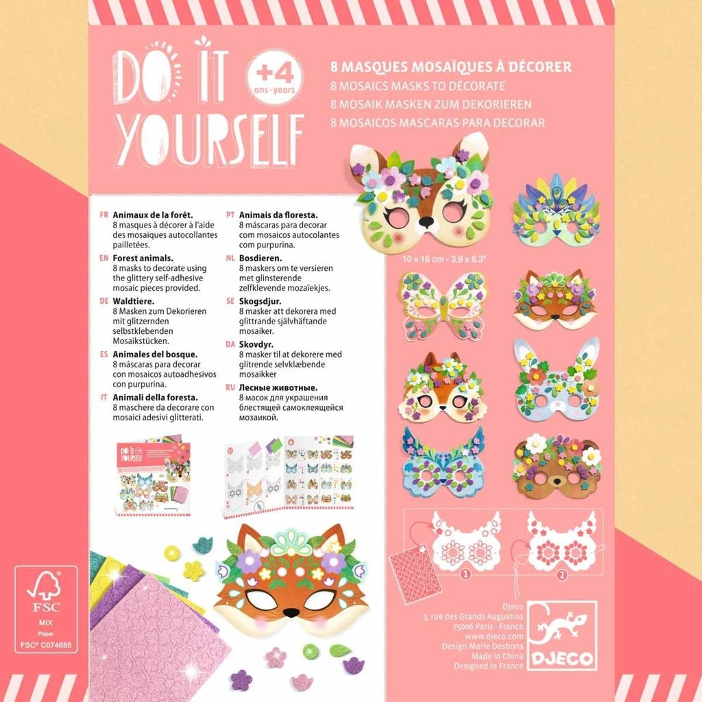 Djeco DIY 8 Masken Tiere – Kreatives Bastelset ab 4 Jahren