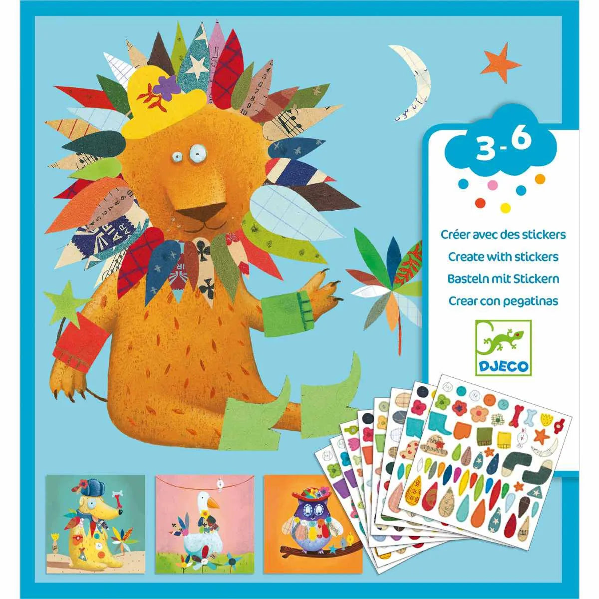 Djeco Stickerbild Tiere – Kreatives Sticker-Collage-Set