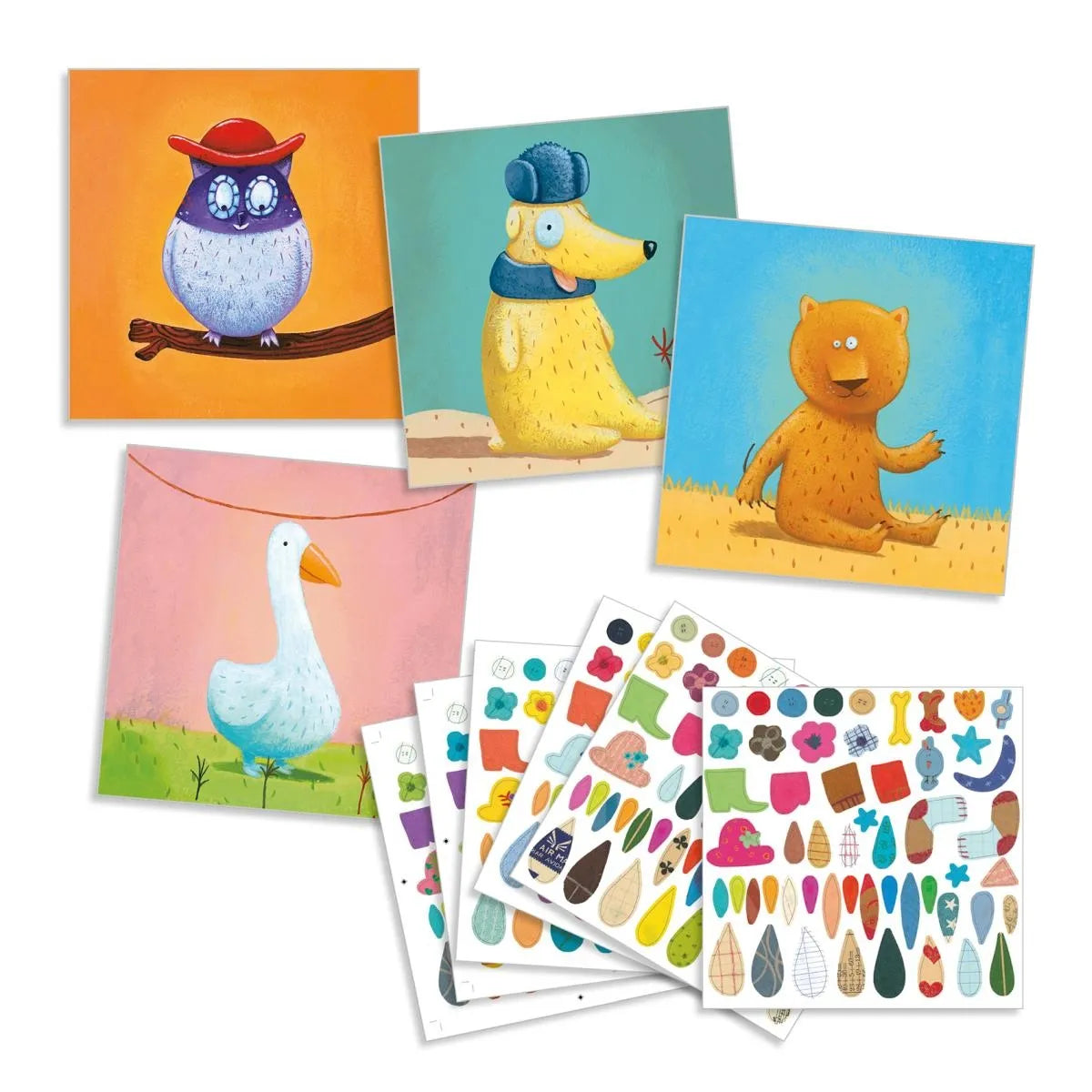 Djeco Stickerbild Tiere – Kreatives Sticker-Collage-Set