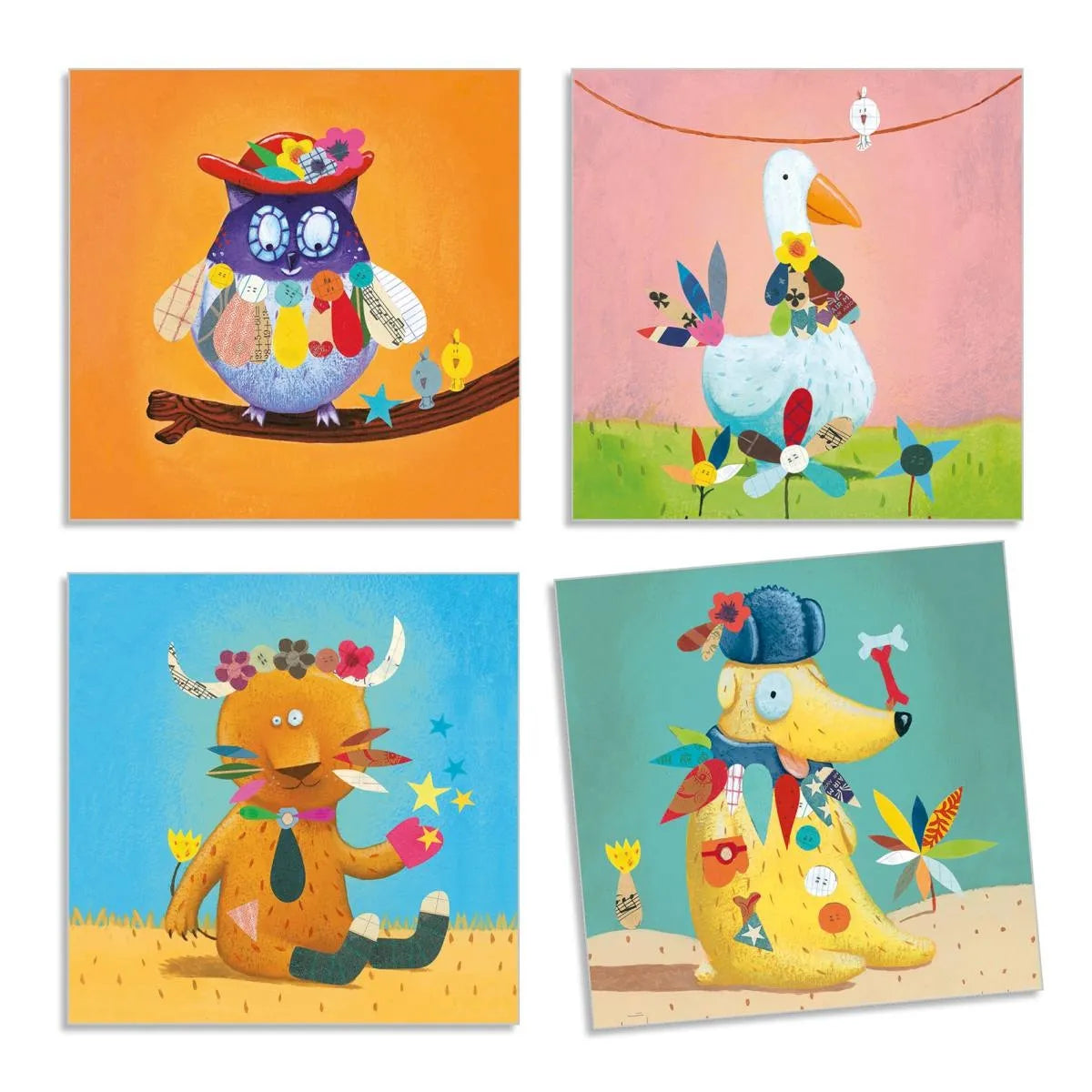 Djeco Stickerbild Tiere – Kreatives Sticker-Collage-Set