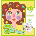 Djeco Sticker Frisuren – Kreatives Bastelset mit Schere ab 3 Jahren