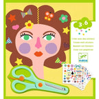 Djeco Sticker Frisuren – Kreatives Bastelset mit Schere ab 3 Jahren