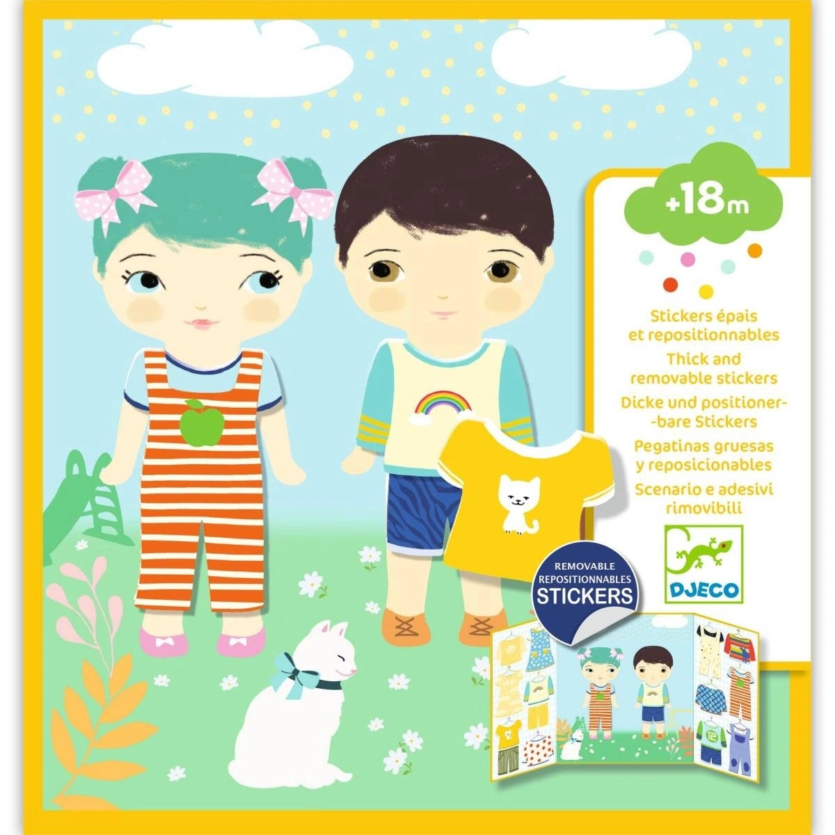 Djeco Sticker Kleidung – Wiederverwendbare Anzieh-Sticker für Kleinkinder