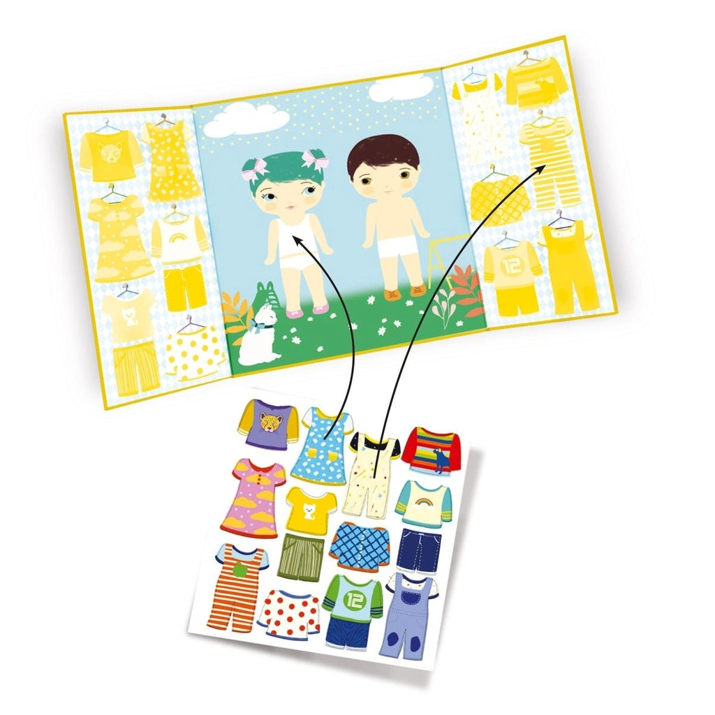 Djeco Sticker Kleidung – Wiederverwendbare Anzieh-Sticker für Kleinkinder