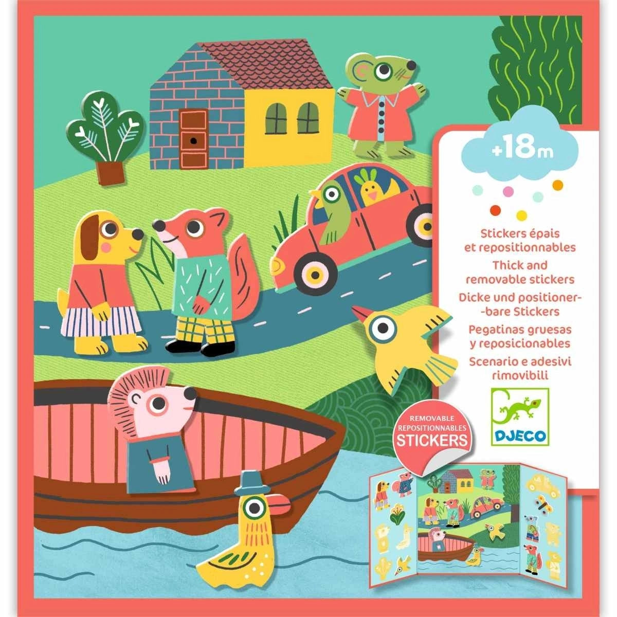 Djeco Sticker Tiere – Wiederverwendbare Sticker für Kleinkinder
