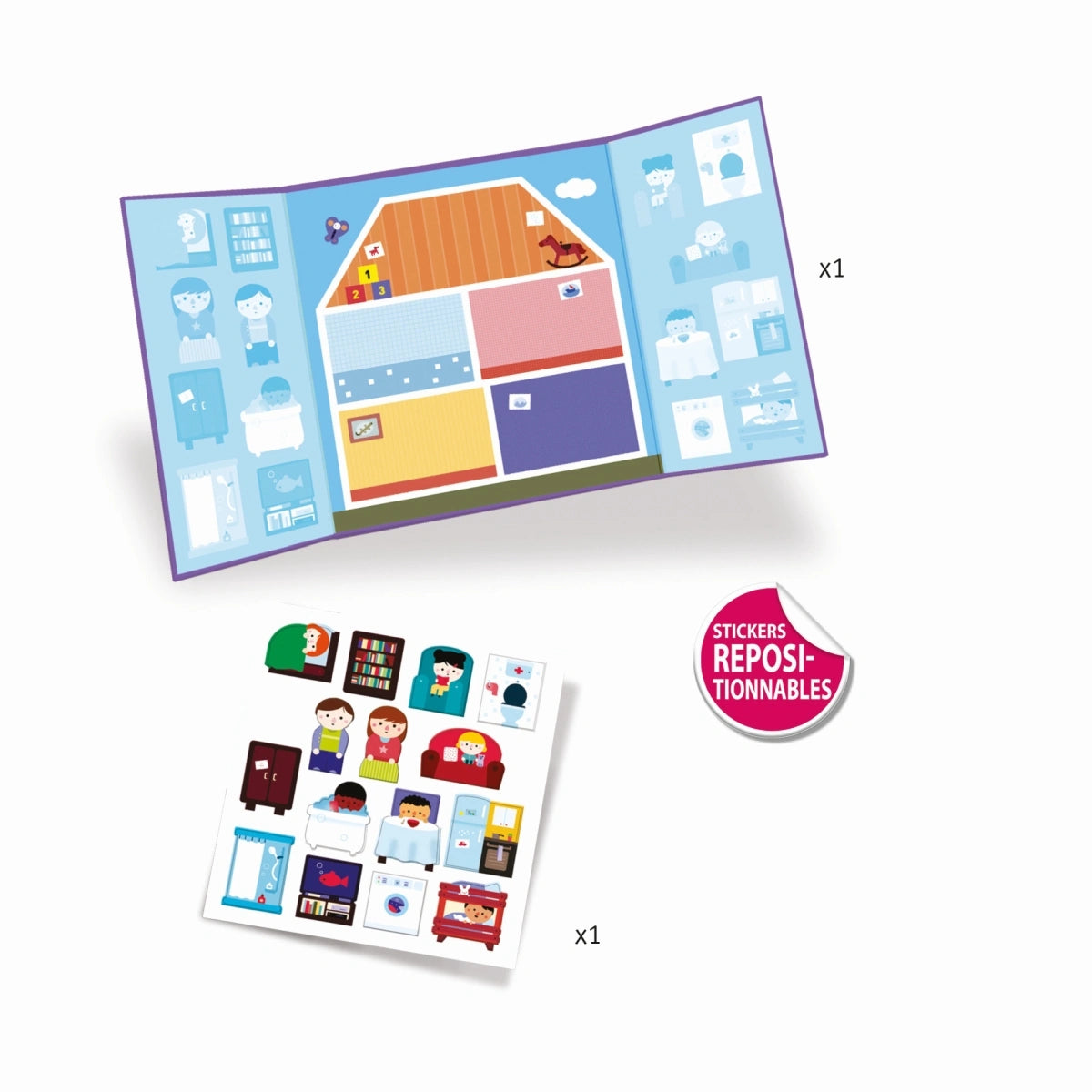 Djeco Sticker Häuser – Wiederverwendbare Sticker für Kleinkinder