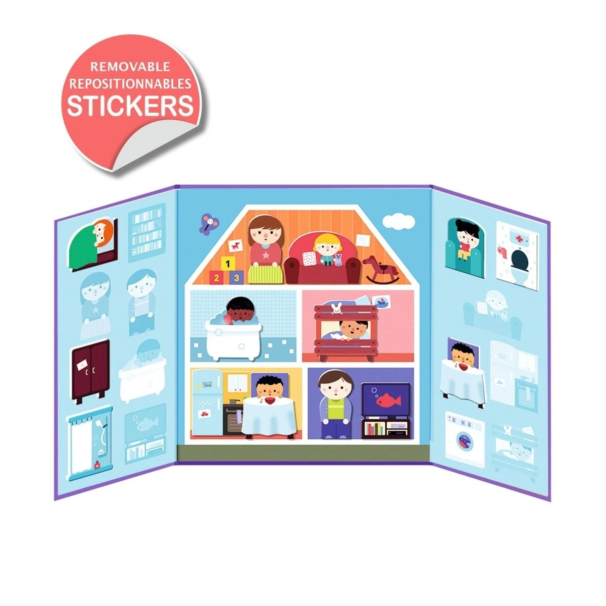 Djeco Sticker Häuser – Wiederverwendbare Sticker für Kleinkinder