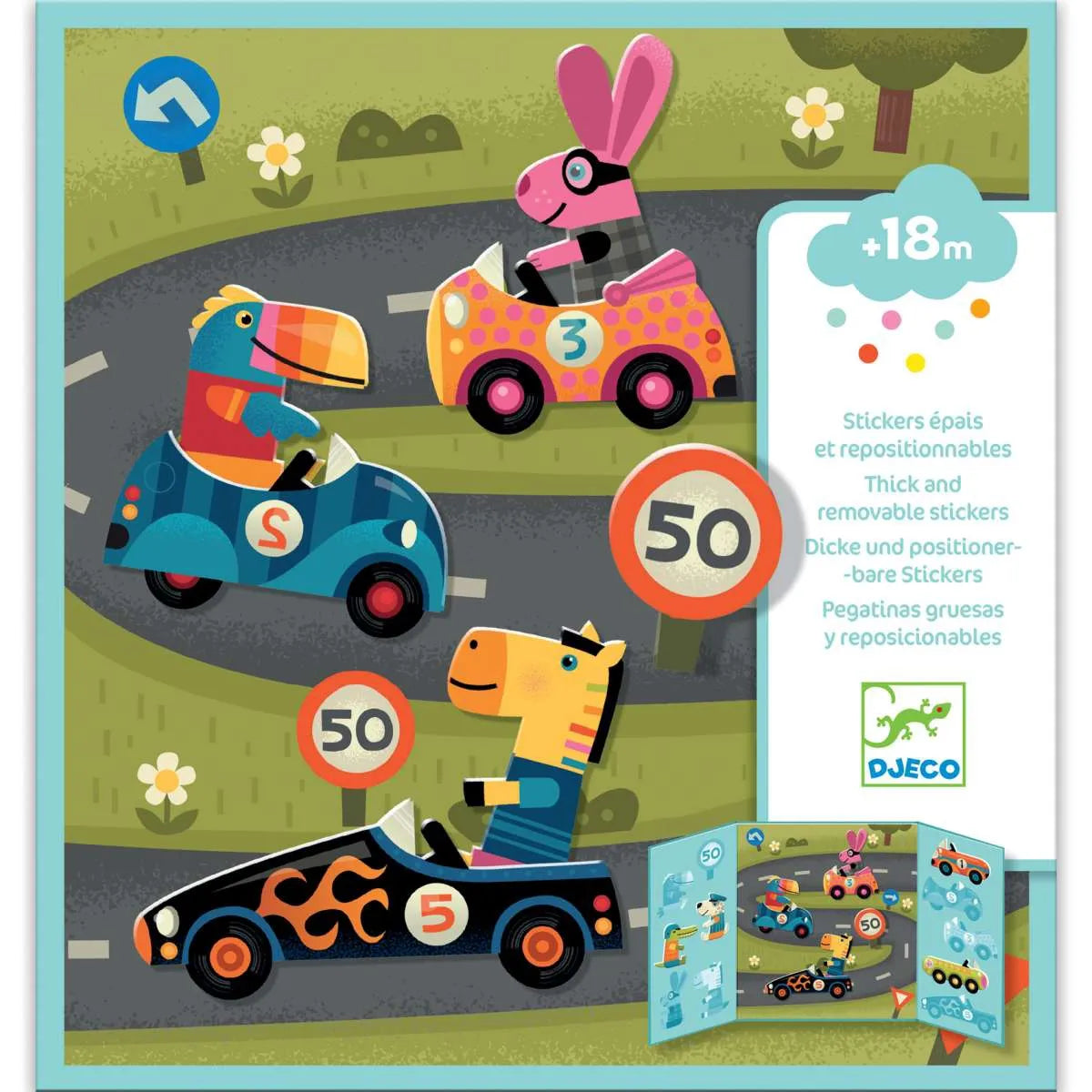 Djeco Sticker Autos – Wiederverwendbare Sticker für Kleinkinder