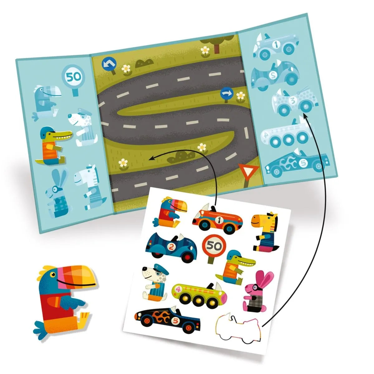 Djeco Sticker Autos – Wiederverwendbare Sticker für Kleinkinder