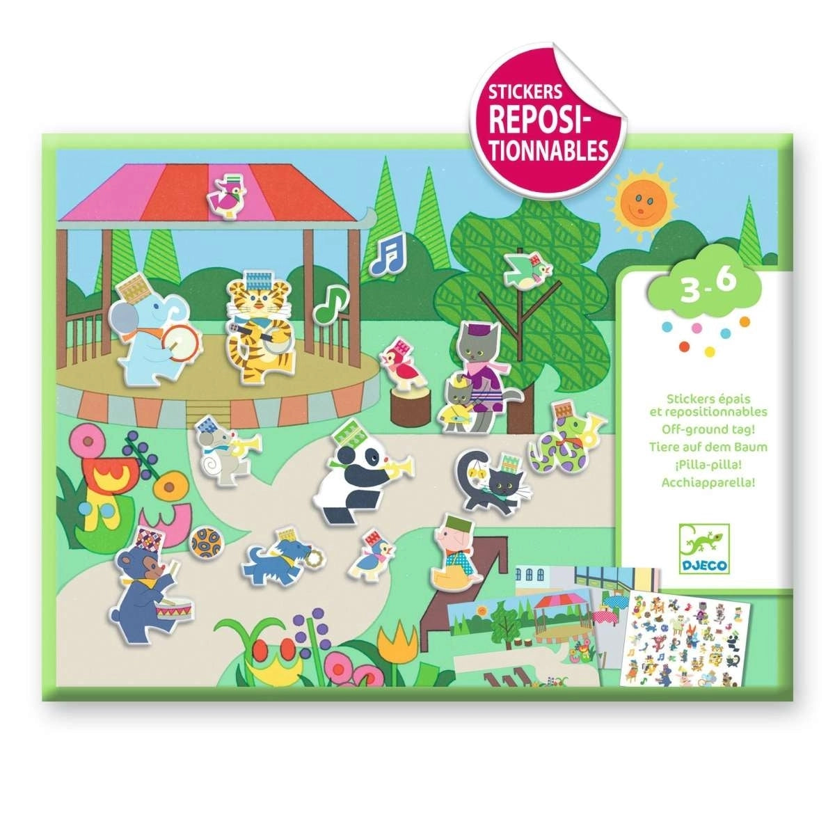 Djeco Sticker Fanfare – Wiederverwendbares Kreativ-Sticker-Set