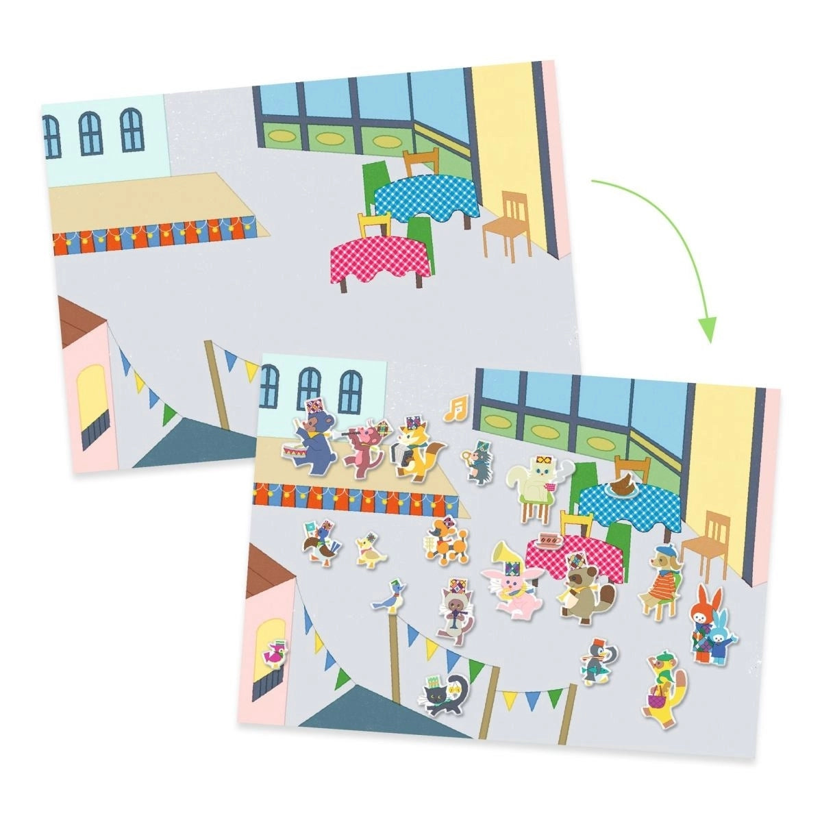 Djeco Sticker Fanfare – Wiederverwendbares Kreativ-Sticker-Set