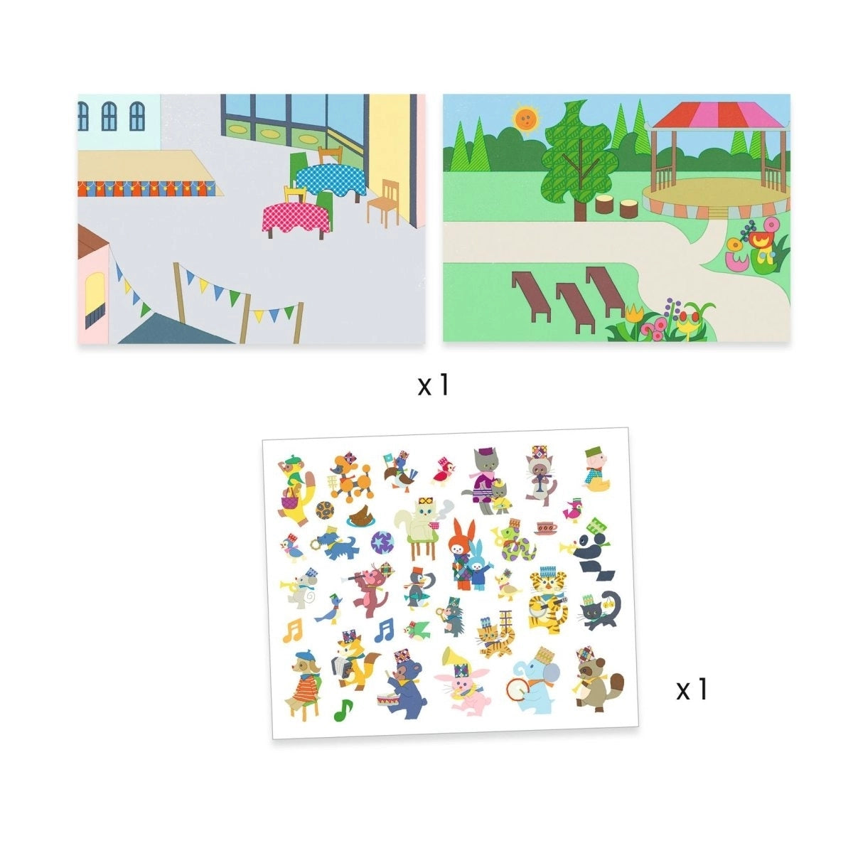 Djeco Sticker Fanfare – Wiederverwendbares Kreativ-Sticker-Set