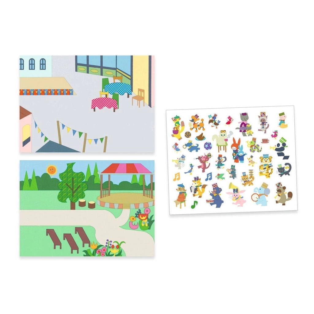 Djeco Sticker Fanfare – Wiederverwendbares Kreativ-Sticker-Set