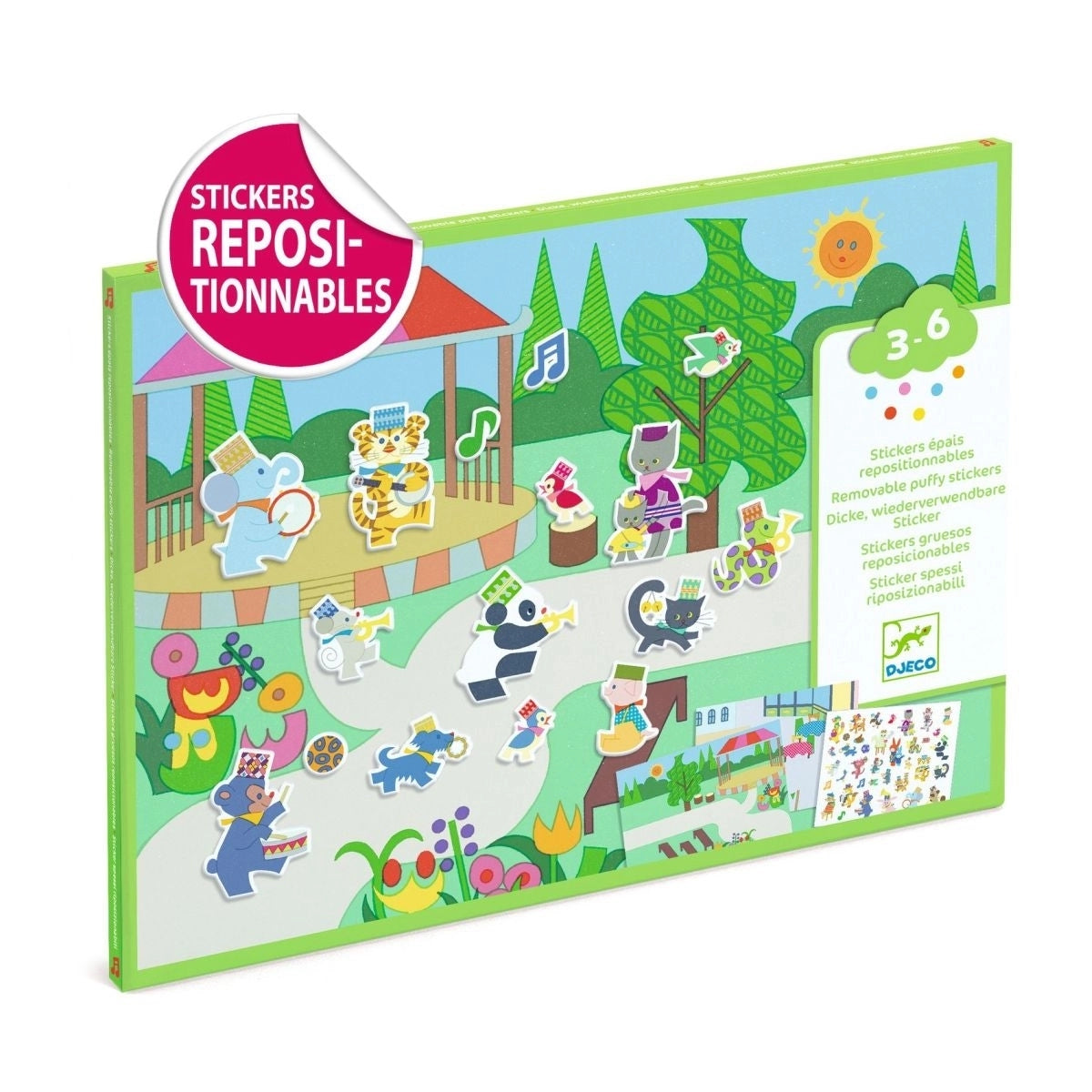 Djeco Sticker Fanfare – Wiederverwendbares Kreativ-Sticker-Set