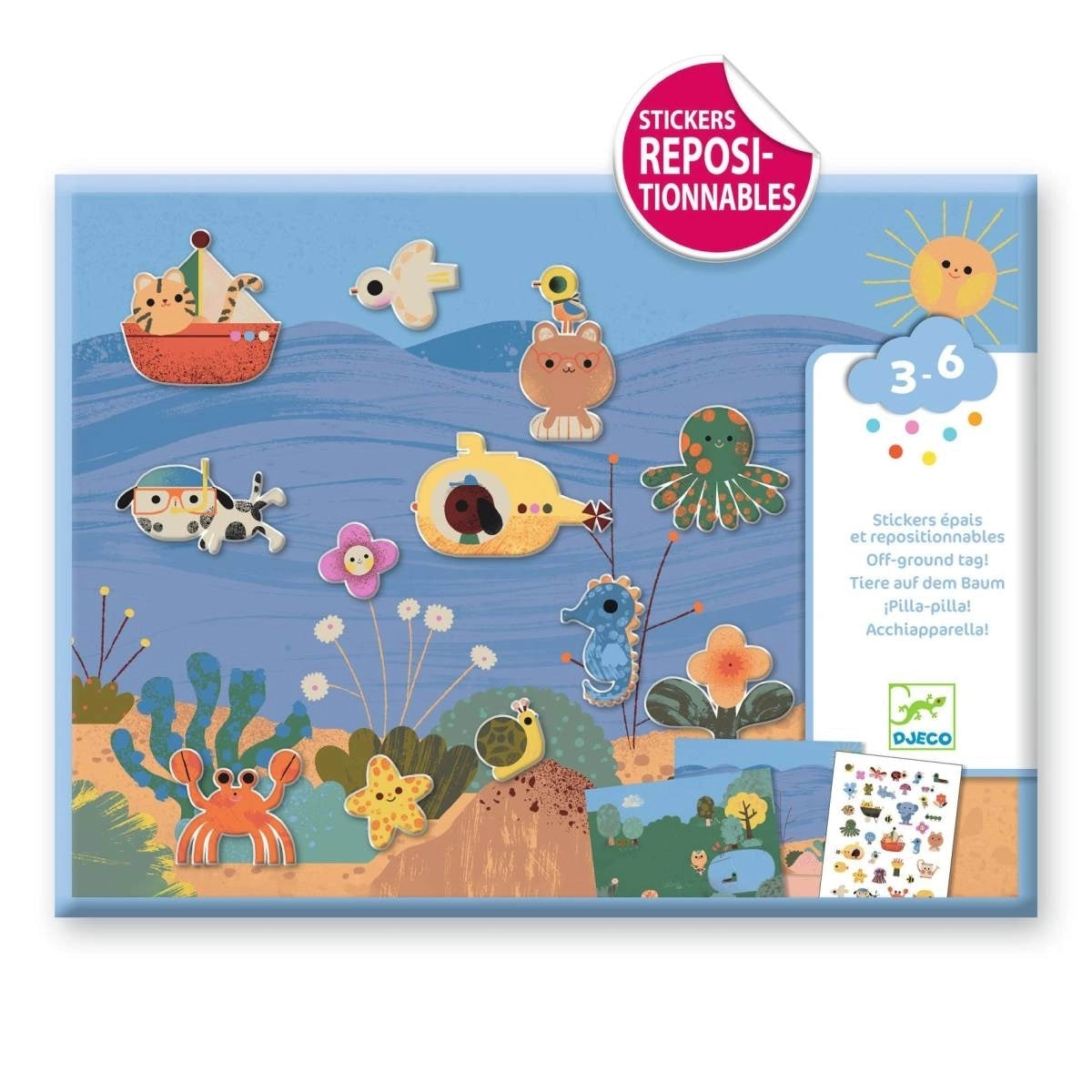 Djeco Sticker Sommer – Wiederverwendbares Kreativ-Sticker-Set