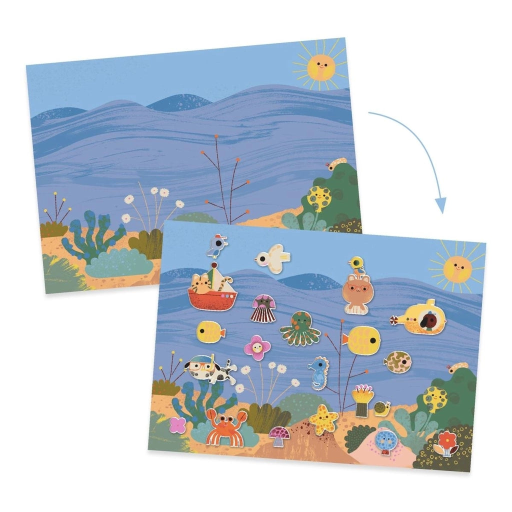 Djeco Sticker Sommer – Wiederverwendbares Kreativ-Sticker-Set