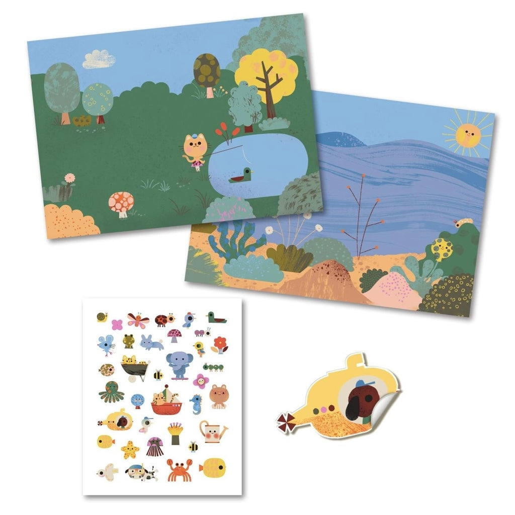 Djeco Sticker Sommer – Wiederverwendbares Kreativ-Sticker-Set