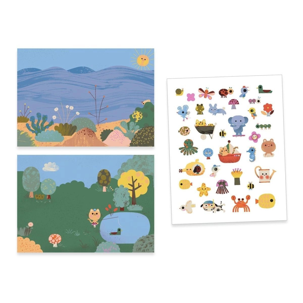 Djeco Sticker Sommer – Wiederverwendbares Kreativ-Sticker-Set