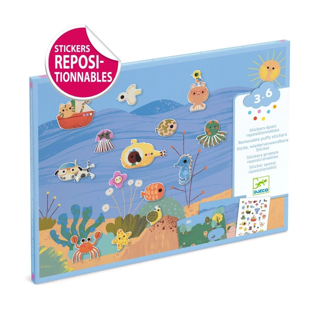 Djeco Sticker Sommer – Wiederverwendbares Kreativ-Sticker-Set