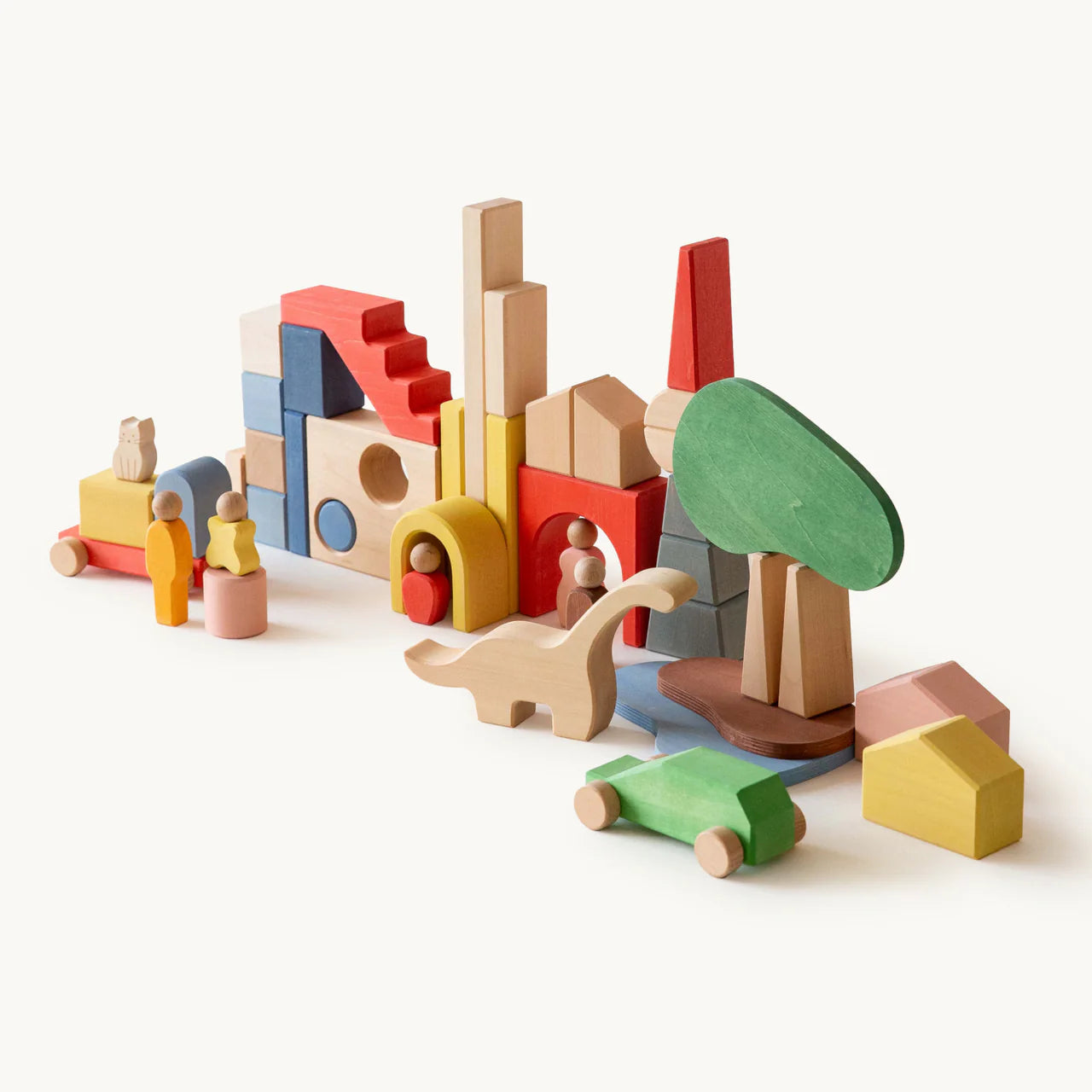 AVDAR Metropolis Wooden Building Blocks - 52-Piece Wooden Block Set