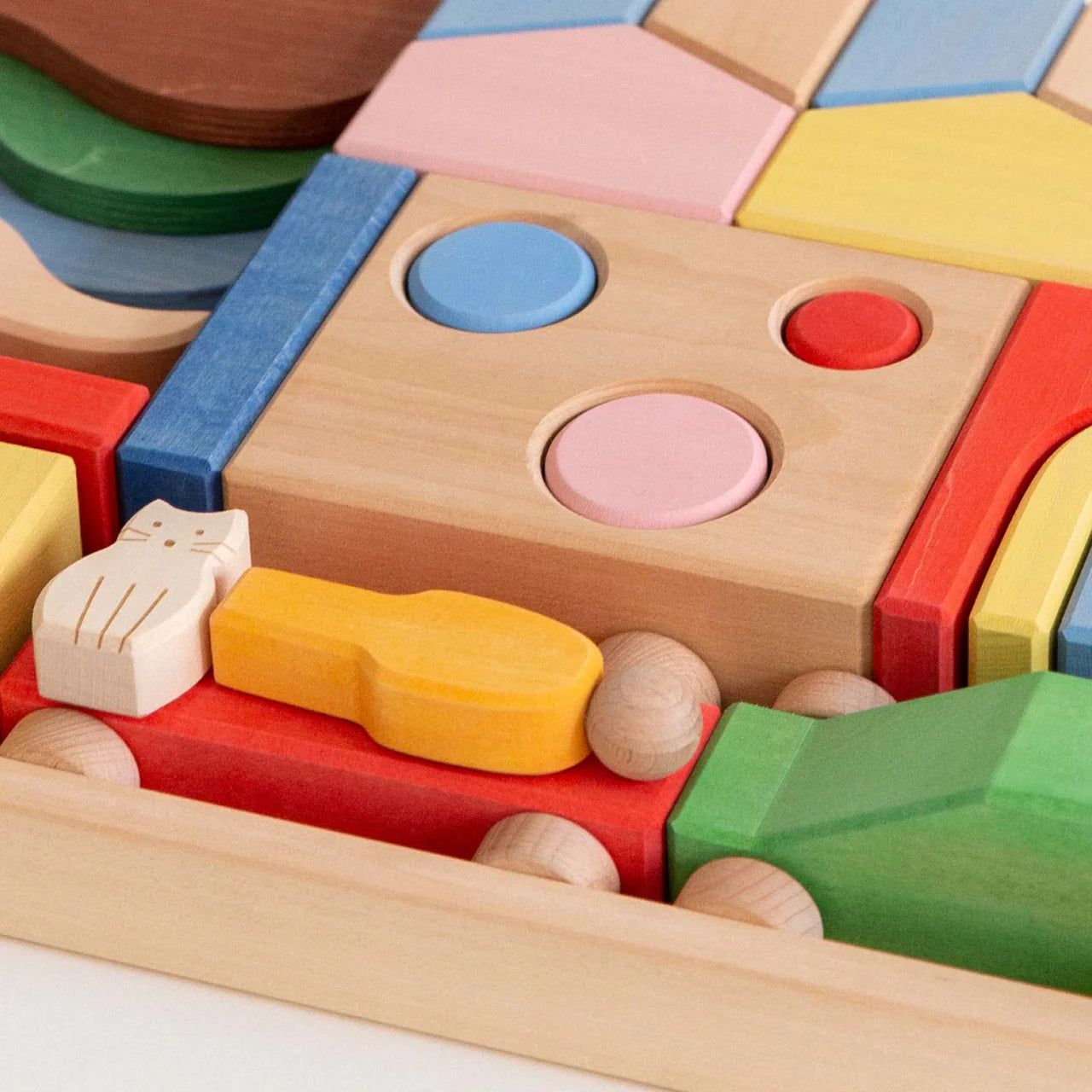 AVDAR Metropolis Wooden Building Blocks - 52-Piece Wooden Block Set