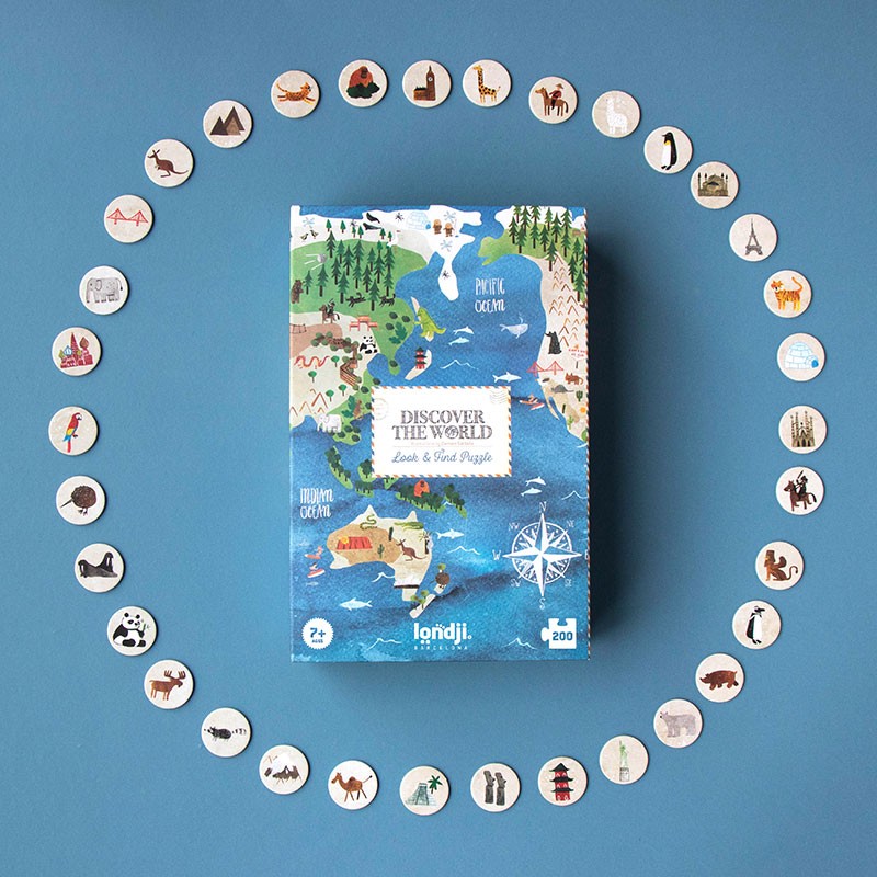 Londji Discover the World – Weltkarten-Puzzle mit Suchspiel