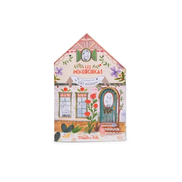 Moulin Roty Minouchkas Malbuch mit 150 Stickern – Kreatives Sticker- & Ausmalbuch