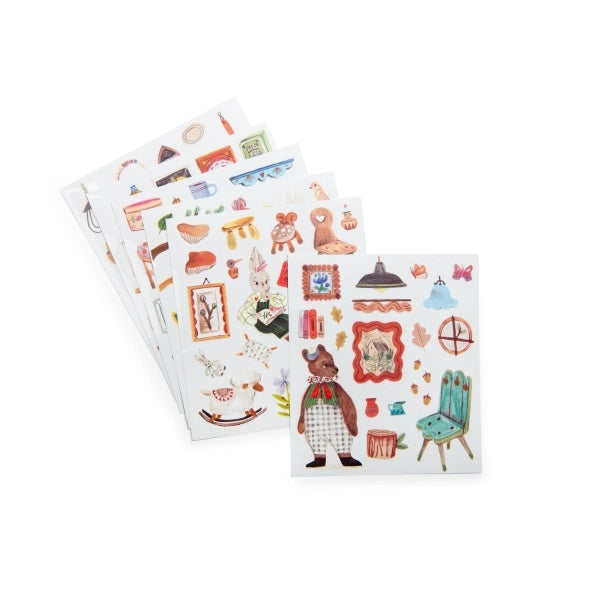Moulin Roty Minouchkas Malbuch mit 150 Stickern – Kreatives Sticker- & Ausmalbuch