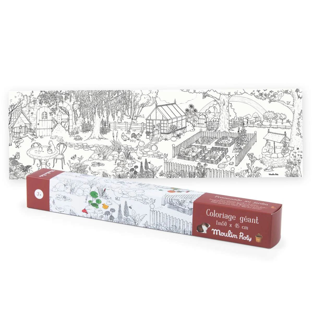 Moulin Roty Riesiges Ausmalposter Le Jardinier – Kreatives XXL-Ausmalposter 150 × 45 cm